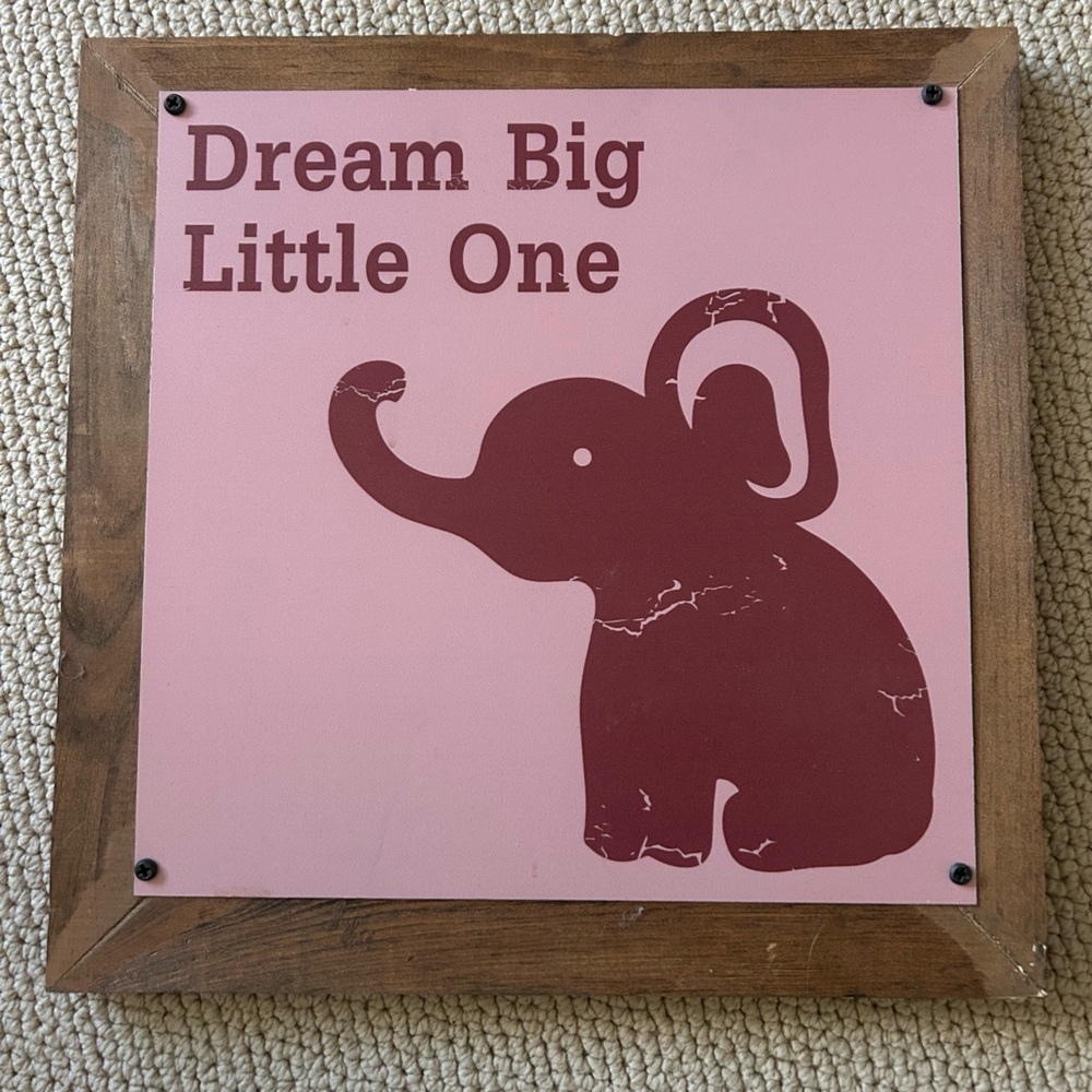 Mixed media plaque/decor, metal in wood, 14” square